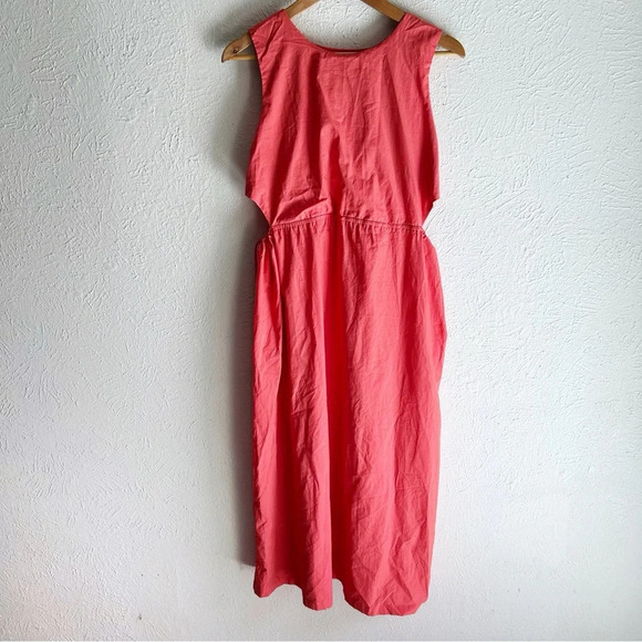 Rails Yvette Spiced Coral Cutout Dress Midi Sz Small Coastal resort - Picture 2 of 6